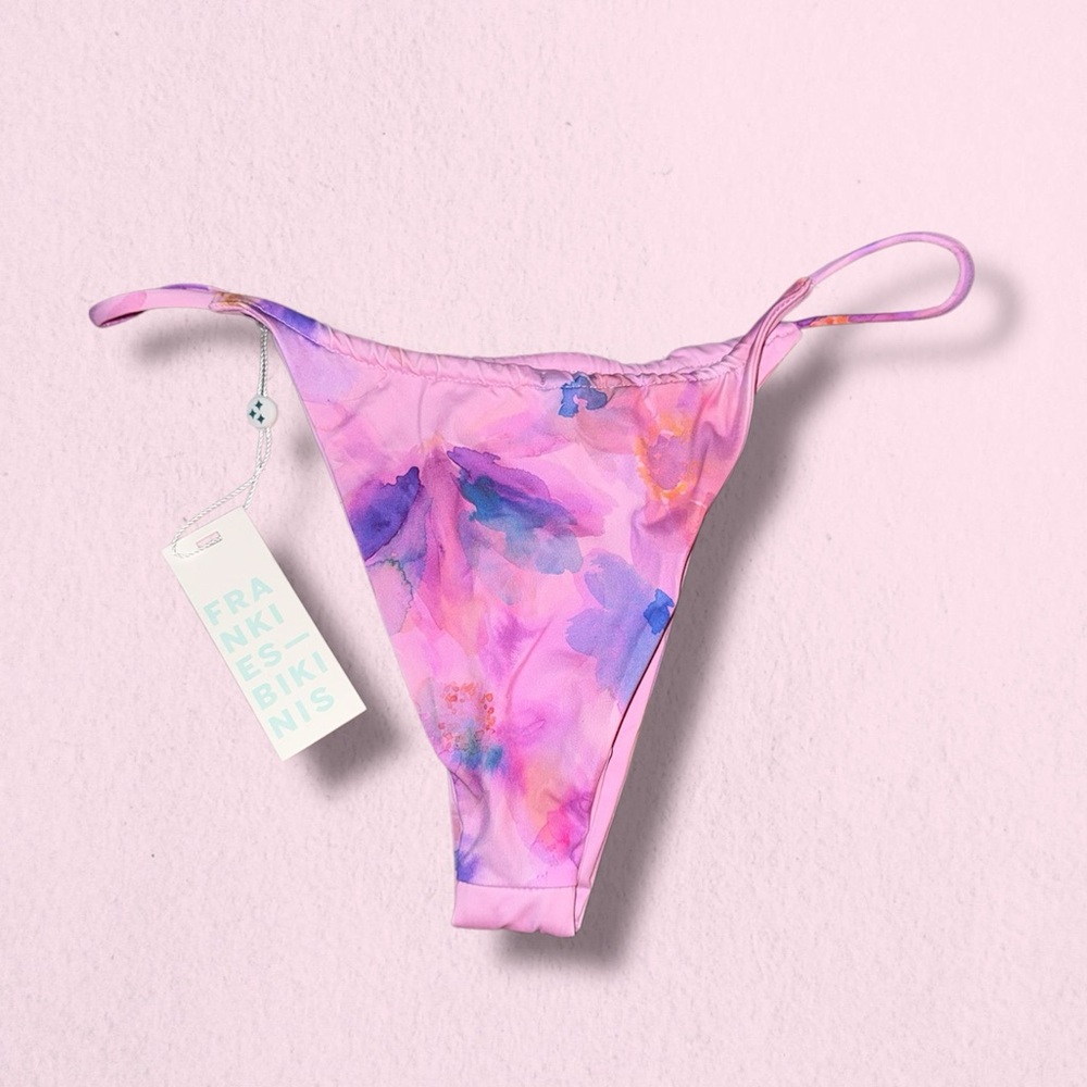 NWT Sold Out Frankie's Bikinis Francesca Watercolor Floral Thong Bottom